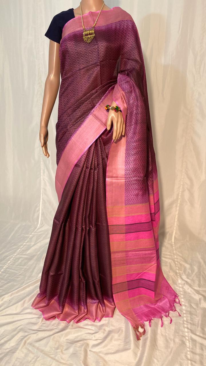 Party Wear Tussar Silk Handloom Full Weaved Saree