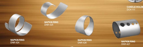 Napkin Ring - Metal, Standard Size, Set of 4 | Silver Color, Polished Finish, Various Smooth Cut-Out Perforated Designs, Round Shape