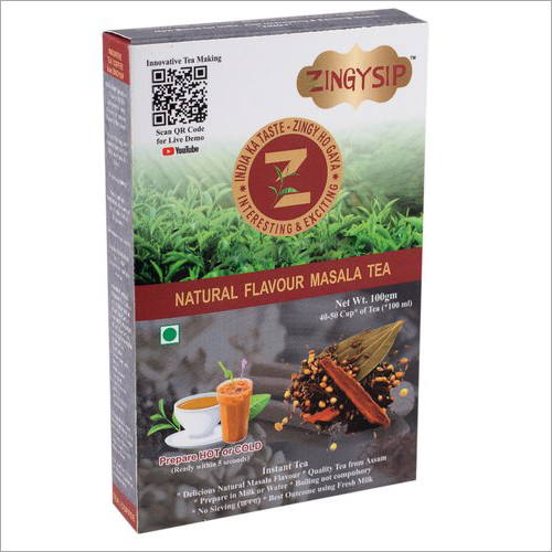 100 Gm Natural Flavour Masala Tea - 100g Powder Box 6x4x1 | Smooth Taste No Sugar Shelf Life 18 Months Clove Cinnamon Ginger Elaichi Tulsi