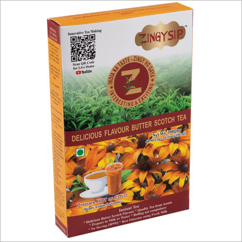 100 Gm Zingysip Instant Butterscotch Tea - 100 Gm Powder, Flavor Tea | Smooth Taste, No Sugar, Infused With Apple And Cocoa Nibs