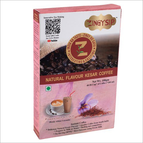 Instant Kesar Coffee - 100g Box Dimensions 5" X 1.75" X 8" | Organic, 18 Month Shelf Life, Minimum Order Quantity 2 Packs