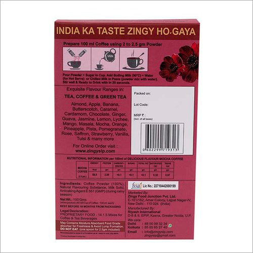 Organic 100 Gm Zingysip Instant Mocha Coffee