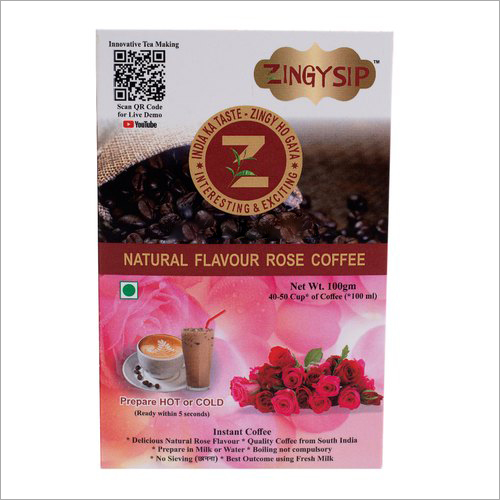 Rose Flavored Organic Instant Coffee - 100g Powder, Minimum Order 2 Pack, 18 Months Shelf Life