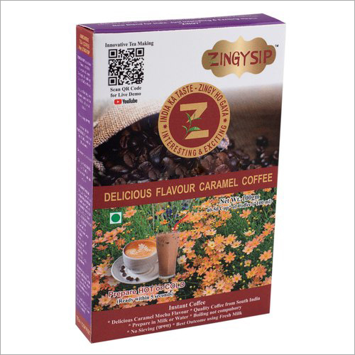 Zingysip Instant Caramel Coffee - 100 Gm Powder, Organic, 18 Months Shelf Life | Perfectly Tunable Flavor, Luxuriously Whipped Cream Topping, Delicious Mocha And Toffee Nut Blend