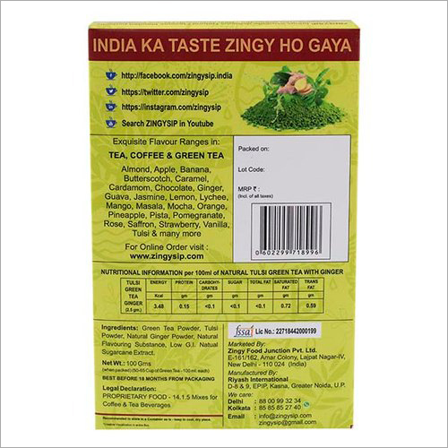 100 Gm Zingysip Green Tea With Tulsi And Ginger - Physical Form: Powder