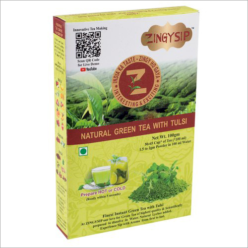 100 Gm Zingysip Natural Green Tea With Tulsi (Basil) - Physical Form: Powder