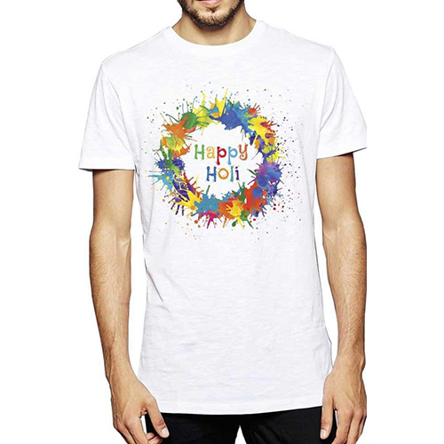 पुरुषों के लिए गोल गले वाली होली प्रिंटेड टी-शर्ट