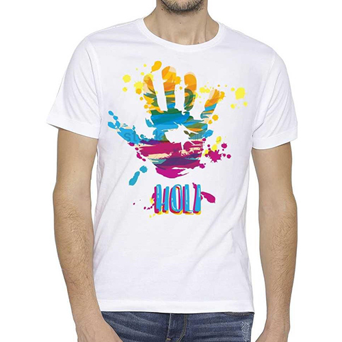 पुरुषों के लिए गोल गले वाली होली प्रिंटेड टी-शर्ट