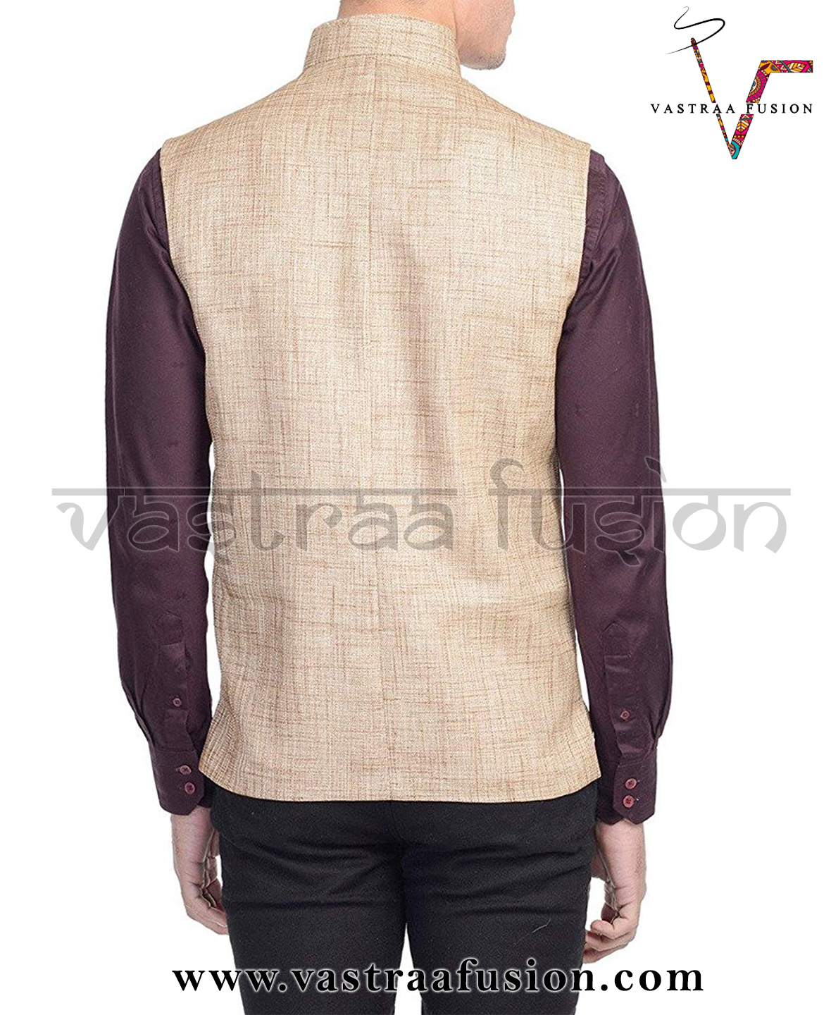 Galabandh Jacket - Cotton Blended Jute, Sizes 36-50 Inches, Black Colour | Modern Style, Regular Fit, Suitable For Casual & Festive Occasions Across All Seasons