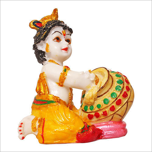 Marble Look Lord Krishna Multicolor Statue - Marble Material, 6 Inch & Above | Indian Regional Style, Hinduism Theme