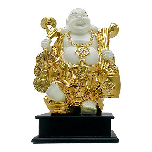 Golden (Gold Plated) Gold Plated Laughing Buddha Statue