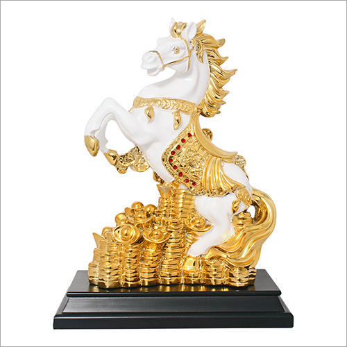 Golden White Gold Plated Horse Statue