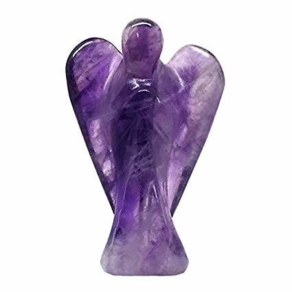 Amythi Angel - Natural Stone, 2 Inch Size | Purple Agate & Amethyst For Healing