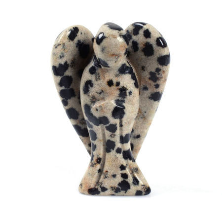 Dalmatian Jasper Angels - 2 Inch Natural Stone , Black And White Chakra Healing Collectible