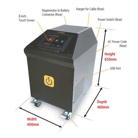 Prime Rpt-s600 Universal Battery Regenerator - 53x68x76 Cm, 54.1 Kg Weight, 2-year Warranty | Optimized High-frequency Pulse Technology, Superior Sulfation Removal, Enhanced Battery Life Extension