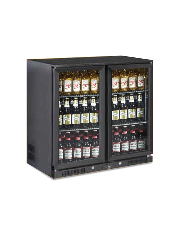 Back Bar Chiller - Cast Iron, 1335*505*865 Mm, Black Color, 300 Litres, 350w Power, Automatic Defrost, 3-door Design, Eco-friendly Features