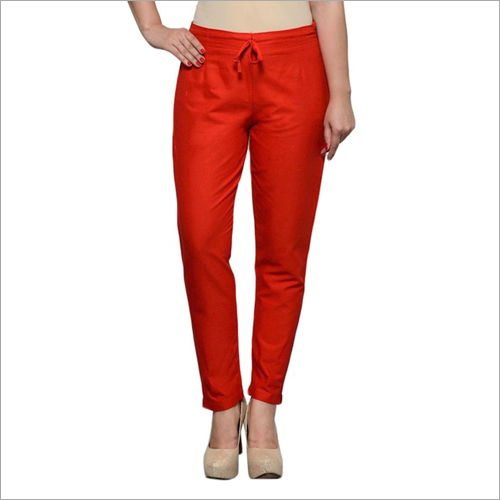 Ladies Kurti Pant - Cotton Blend, Red Color | Double Pockets, Plain Pattern, Perfectly Paired with Short or Long Kurtis for Women