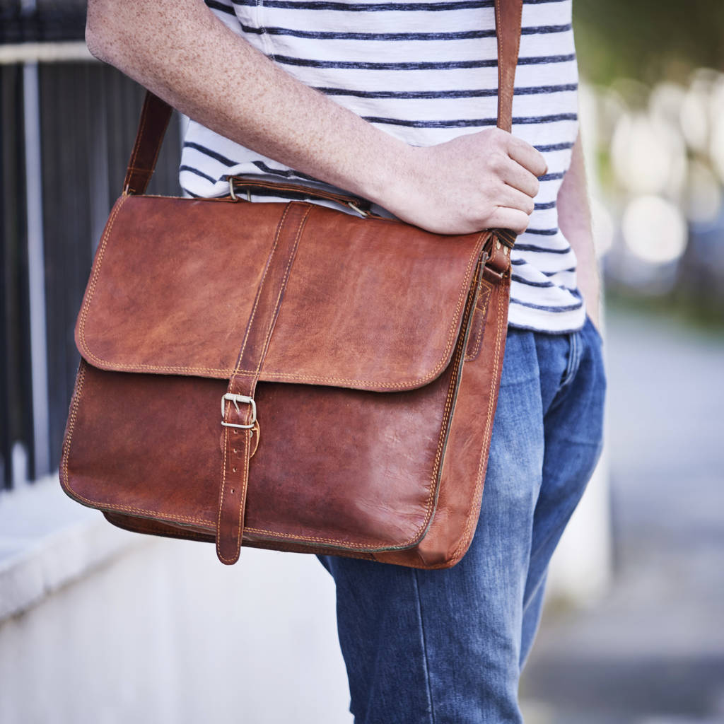 Leather Laptop Bag - Goat Leather Customizable Sizes & Colors | Removable Adjustable Shoulder Strap Handmade With Genuine Metal Hardware