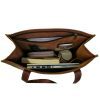 Ladies Goat Leather Tote Bag - Available In Various Sizes, Natural Brown Color, Handmade With Removable Adjustable Shoulder Strap, Genuine Metal Hardware