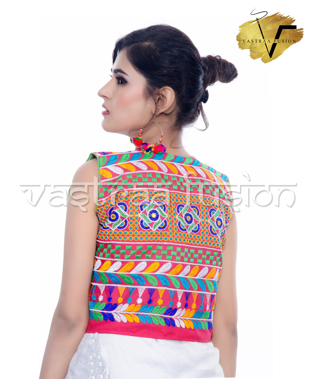 Multi Colour Embroidered Festival Wear Short Jacket / Shrug