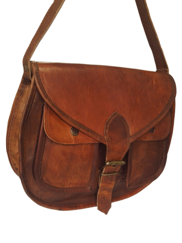 Natural Brown Ladies Leather Sling Bag