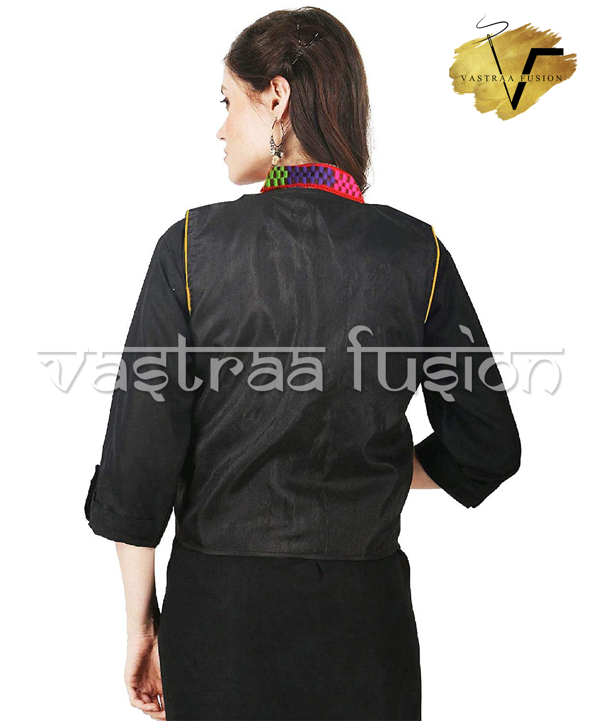 Multi Colour Embroidered Festival Wear Short Jacket / Shrug - Cotton Flex, Xs To 5xl , Sleeveless Design, Casual & Festive Style
