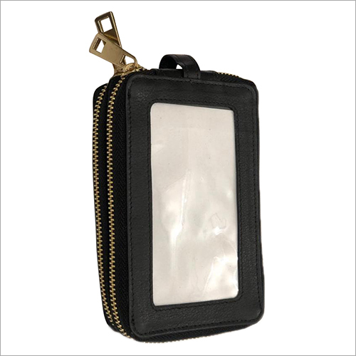 ब्लैक लेदर कीचेन पाउच और कार्ड होल्डर