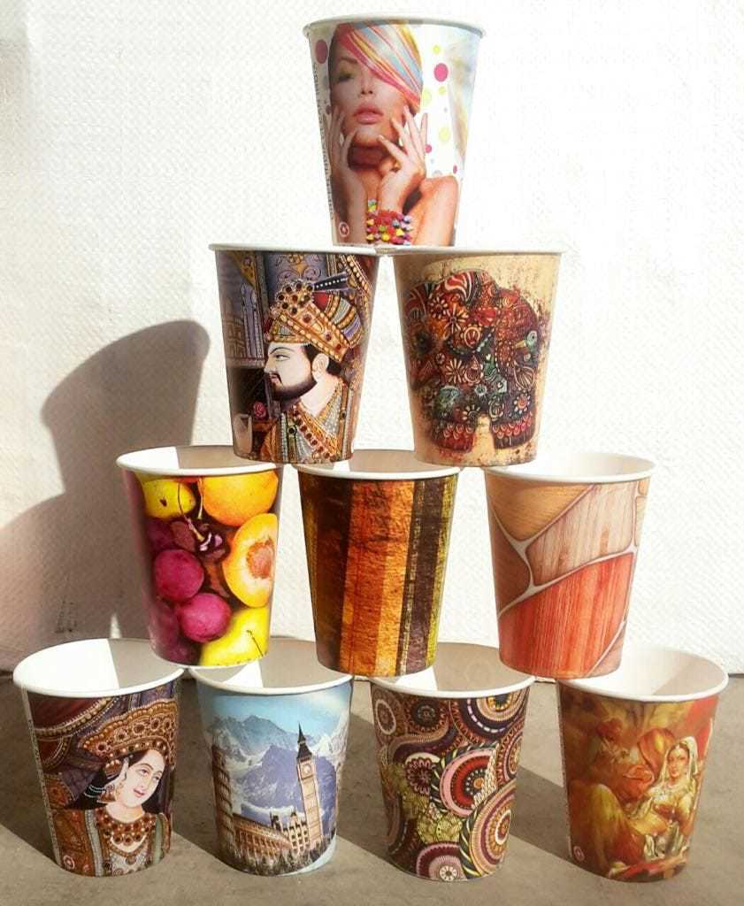 Printed Paper Cup - 40 Piece Packet | Itc Material, Available In Multiple Sizes 40-330 Ml, Printed Design