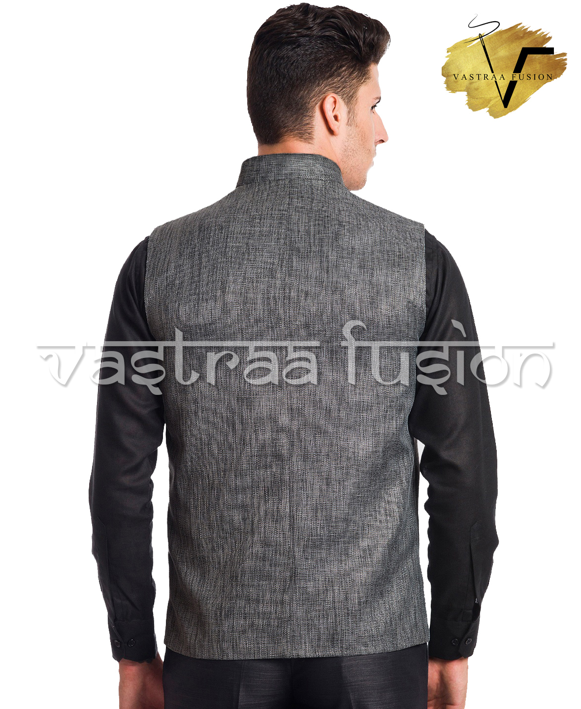 Men Plain Festive Wear Nehru Jacket - Cotton Blend, Size 36 To 50 Inches, Black Color | Sleeveless, Regular Fit, Washable, Trendy Style