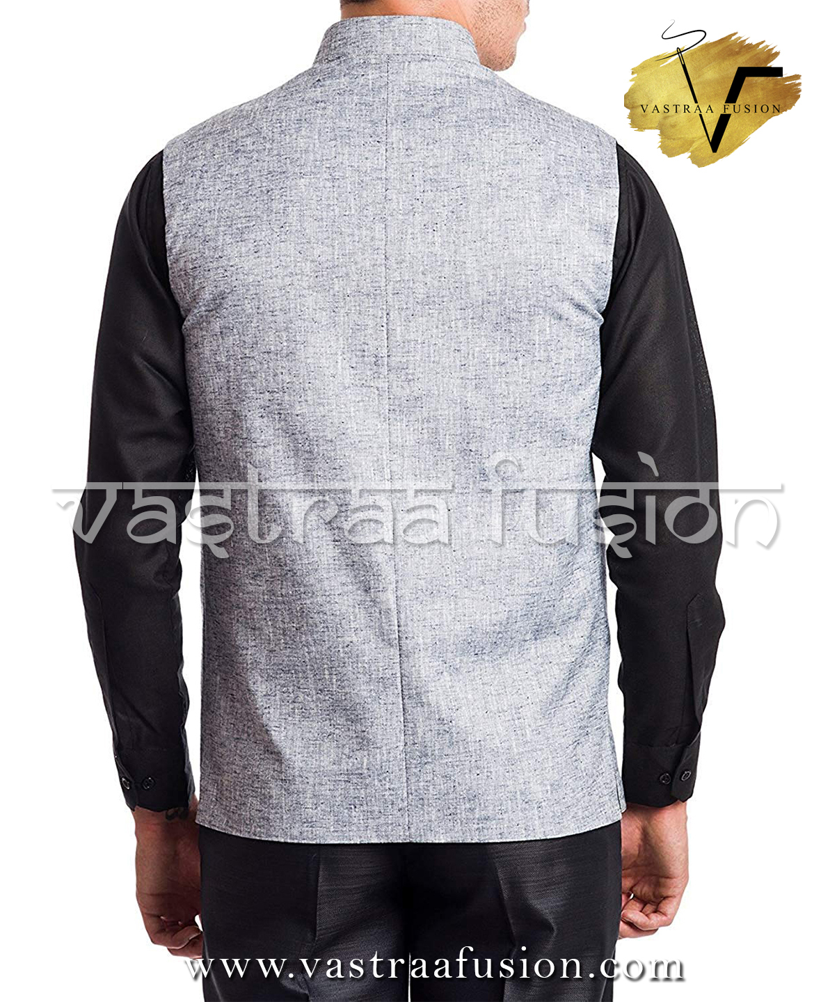 Men Plain Festive Wear Nehru Jacket - Cotton Blended Jute, Size 36-50 Inches, Black Colour, Sleeveless, Regular Fit, Casual & Festive Wear