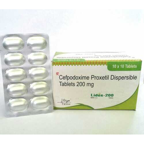 Lidox-200 Tab - Cefpodoxime Proxetil Dispersible Tablets 200 mg | Anti-Infective Treatment, Small Size, Smooth Texture, Easy to Swallow, Pack of 100 Boxes