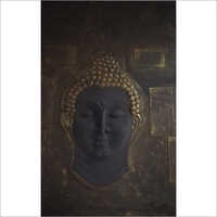 एंटीक इमिटेशन मेटैलिक बुद्धा फेस वॉल म्यूरल