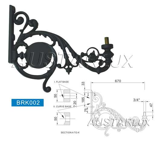 Brk002 Bracket - Die-cast Aluminium, Steel Tube, Black, Polyester Powder Coat | Durable Design, Cable Threading, Wall Mount