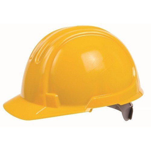 Safety Helmet - Adjustable Size, Yellow Plastic | ISO Certified, High Impact Resistance, Sweat Absorbent, Durable