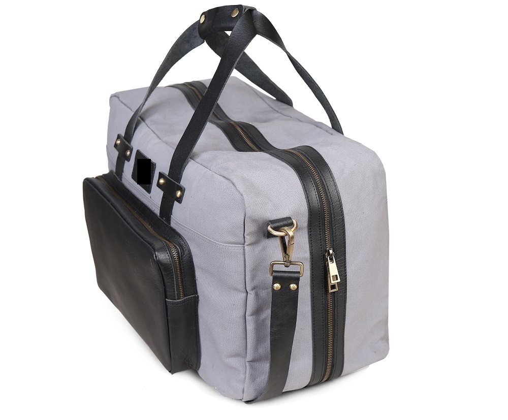 Blue Waxed Canvas & Superior Leather Travel Bag.