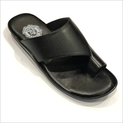 Leather Chappal - Leather Upper, Standard Sizes Available, Black Color | Slip-On Design, Unisex Adults, Casual Style, Rubber Outsole, All Seasons