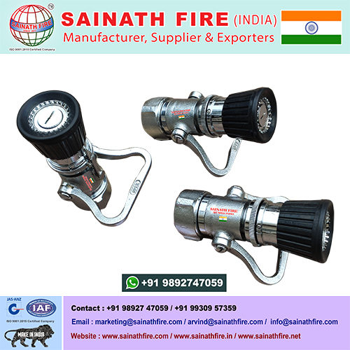 Marine Fire Nozzle - Aluminium Alloy Hard Anodized, Inlet 1 1/2" BSP Female, Flow 300-950 LPM, 120° & 130° Spray Angle, 2 Year Warranty