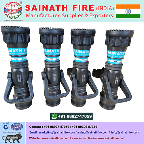 Hand Control Fire Fighting Nozzle - Lightweight Anodized Aluminium, Flow Range: 300-950 LPM, Spray Angles: 120° & 130° | 2 Year Warranty, Rubber Bumper