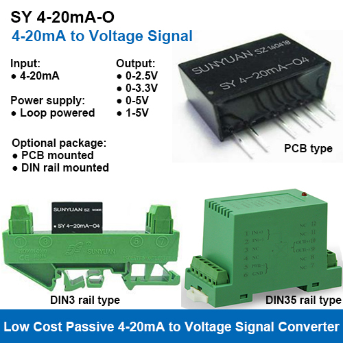 Sy 4-20Ma-O Two Wire Loop Powered 4-20Ma To Voltage Signal Converters Output: 0-2.5V