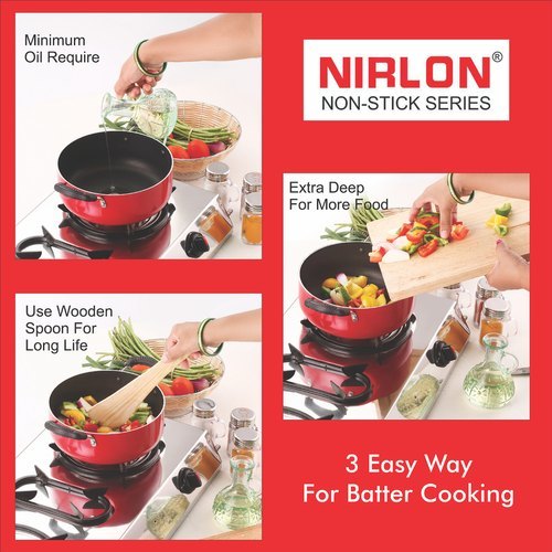 Nirlon Deep Casserole Non Stick Cookware Interior Coating: Nonstick 3 Layer Reinforced Coated