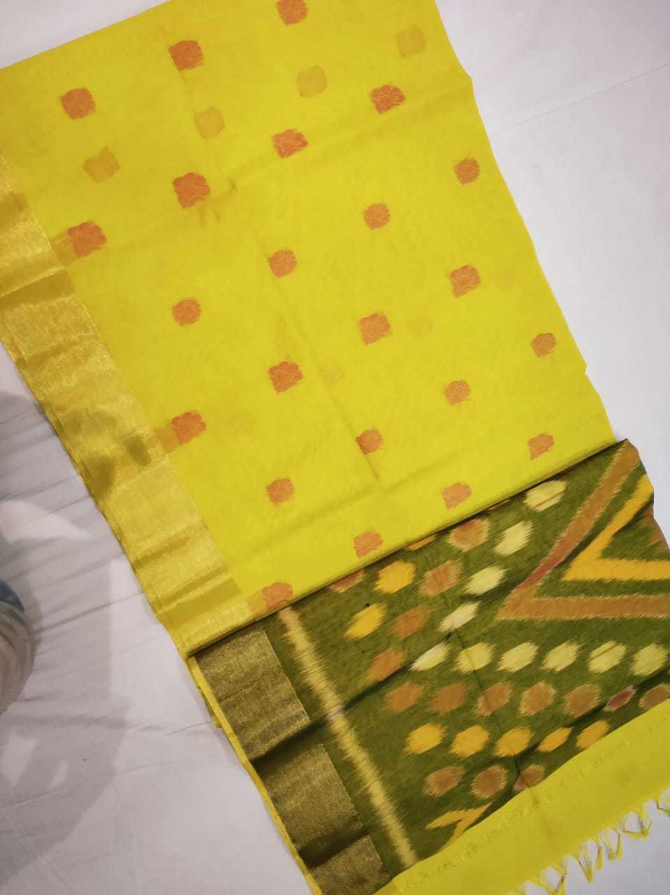 Yellow Ikkat Pallu Saree