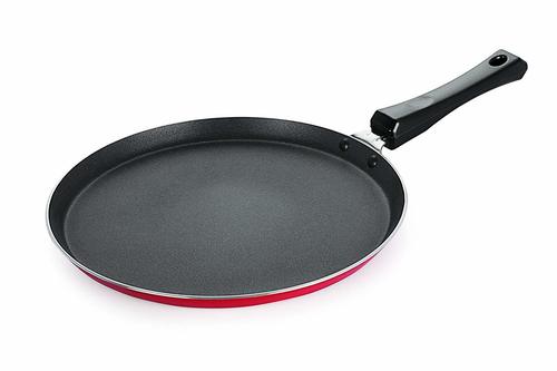 Nirlon Special Non-stick Aluminium Flat Tawa, 24cm Red - 5mm Thickness, 3 Layer Non-stick Coating, Heat Resistant Bakelite Handle, Scratch Resistant Surface