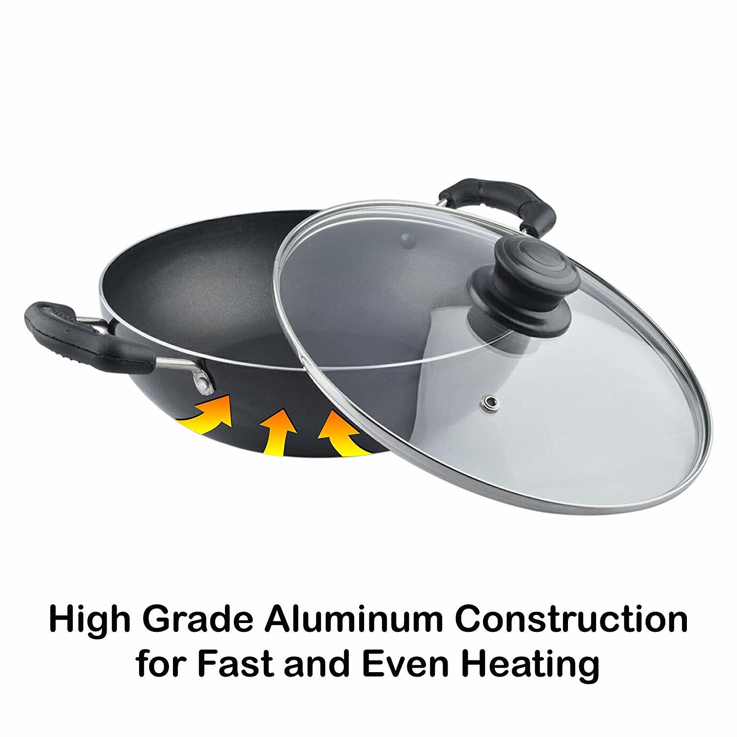 Nirlon Induction Deep Kadhai Interior Coating: 5 Layer Nonstick Spray Coated