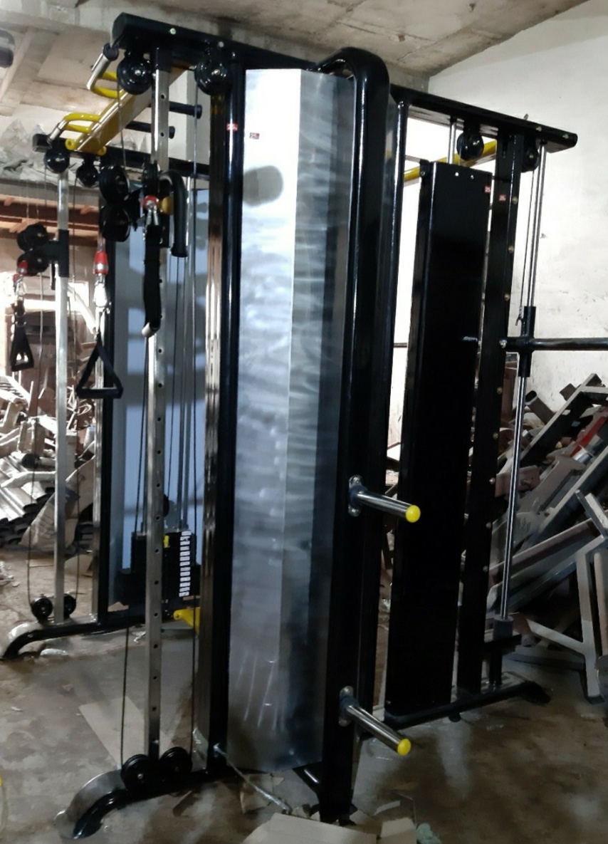 Functional Trainer With Smith Machine - Mild Steel, 55x87x93 Inch, Plate Load Resistance | Adjustable, Durable Design, Advanced Double Effect Welding Technology, Supports Up To 500 Kgs Load