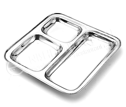 Plain Compartment Thali - Color: Steel