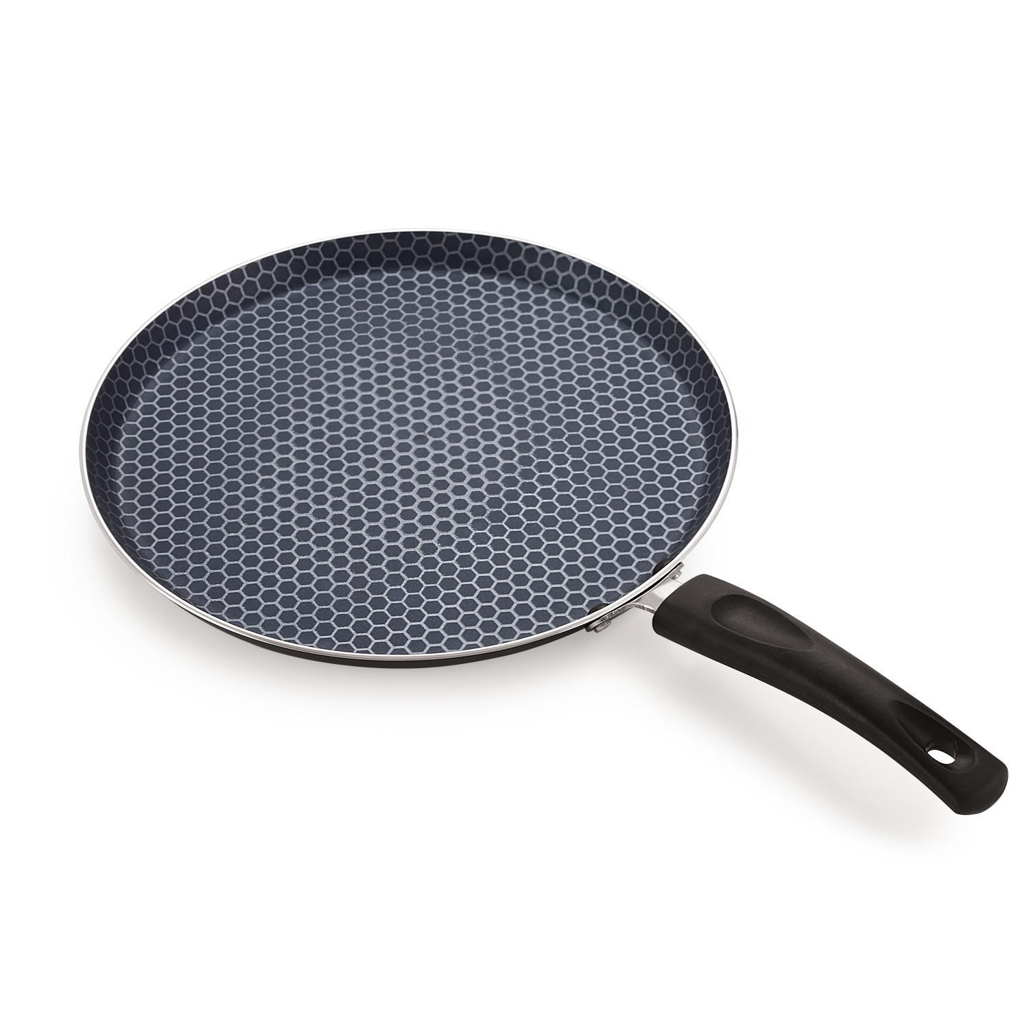 Nirlon Honeycomb Non Stick Flat Tawa - Aluminum Alloy 260mm, 3mm Thick, 300g Weight | Ergonomic Handle, 5 Layer Nonstick Coating, 1 Year Warranty