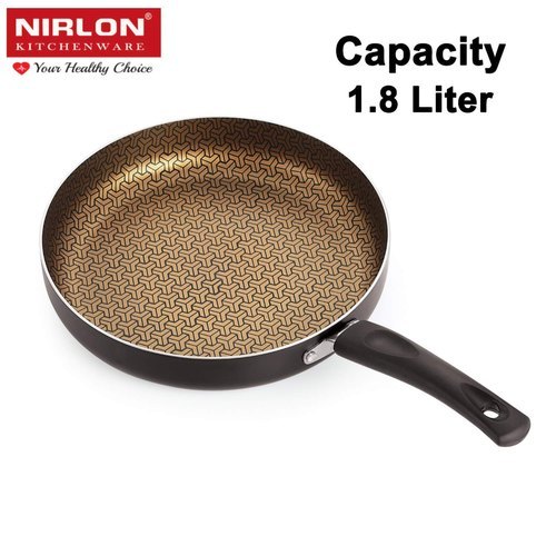 Nirlon High Quality Design Frying Pan - Aluminium Alloy, 24cm Diameter, 1.8l Capacity, Nonstick Coating | Soft Touch Handle, Gas Compatible, Durable