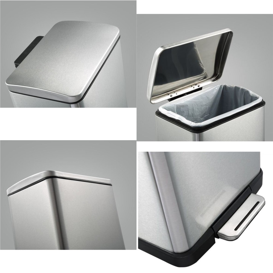 Stainless Steel Foot Pedal Dustbin - Color: Silver