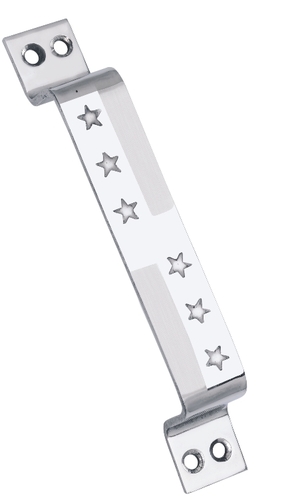 Star Embossed Door Handle - Stainless Steel, 4/5/6 Inch Sizes, Silver Color, 10 Gauge Thickness | Corrosion Resistant, Sturdy Design, Glossy Finish, Simple Installation