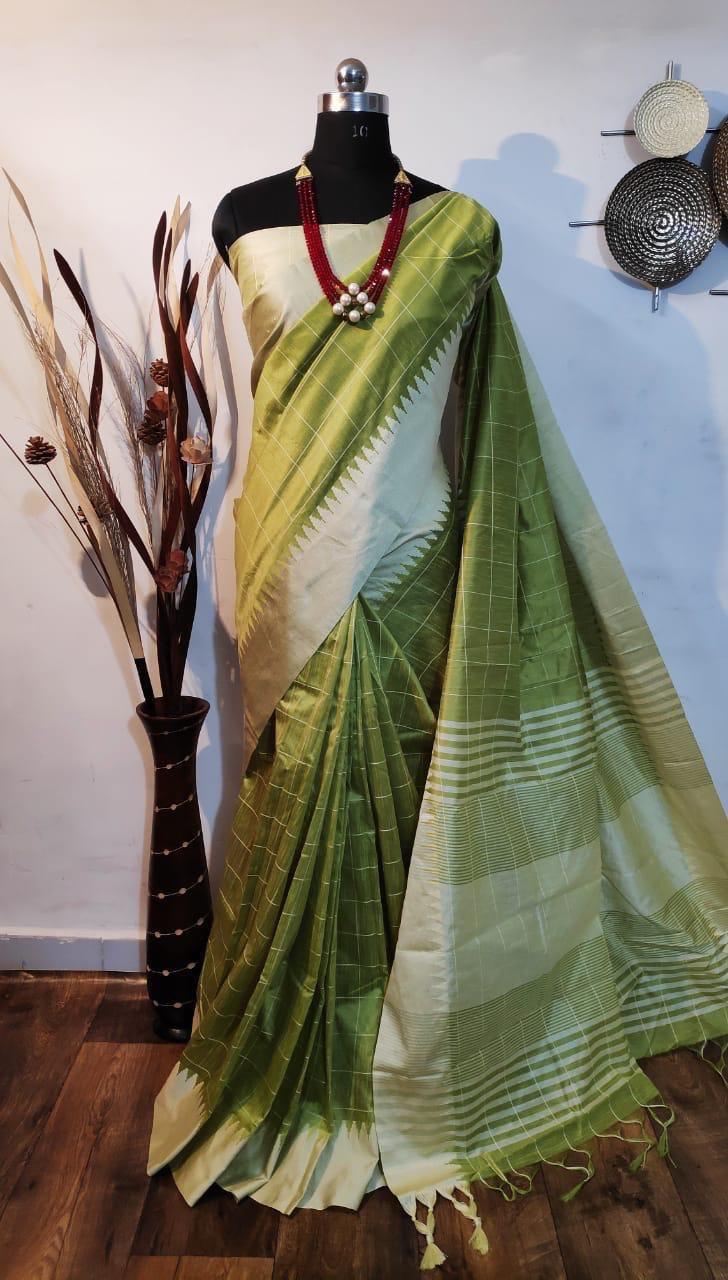 Multi New Fancy Raw Muga Silk Saree